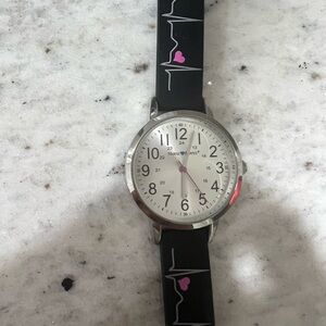 Nurse Mates Black and Silver Smartwatch with Classic Design